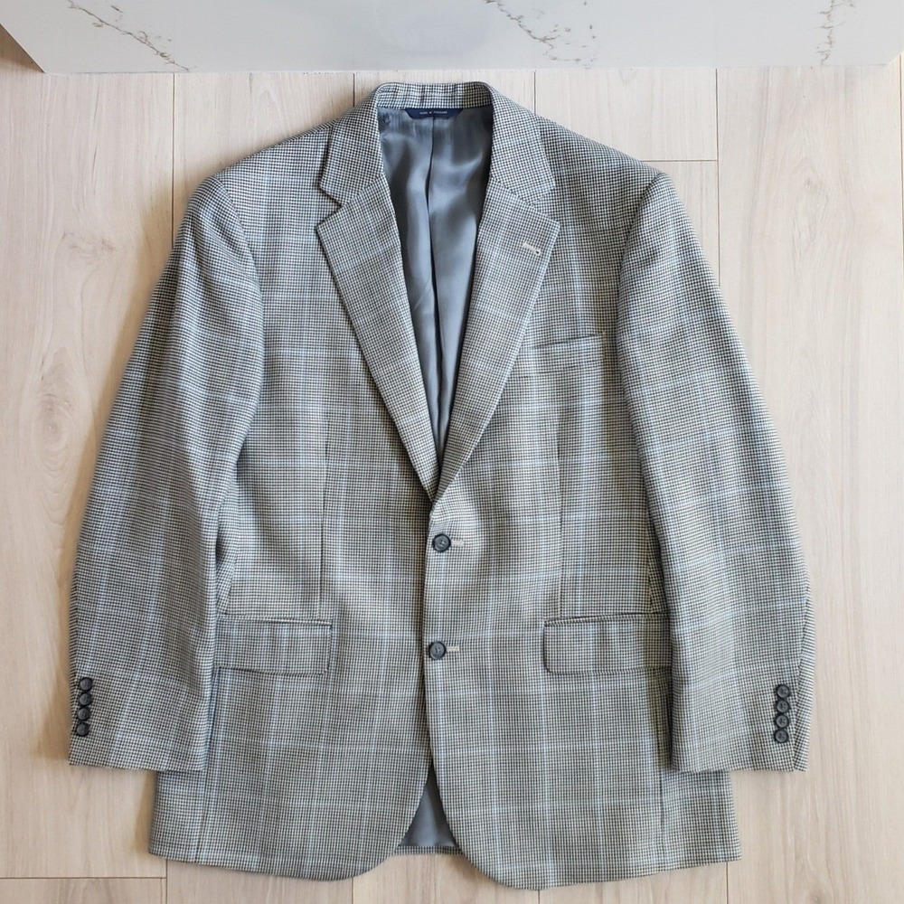 Brooks Brothers Blazer Mens 41R Gray Wool Madison 1818 Sport Coat Windowpane